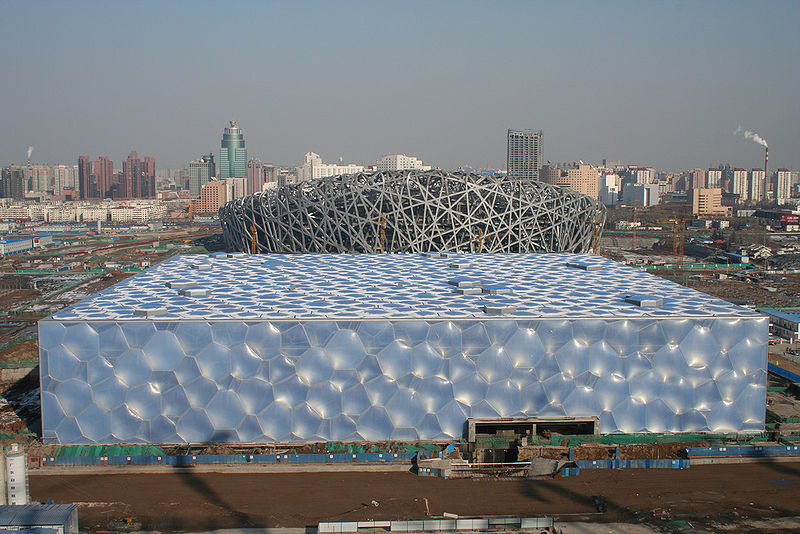 O Centro Aquático Nacional de Beijing recebe os eventos das Olimpíadas de Inverno na China.